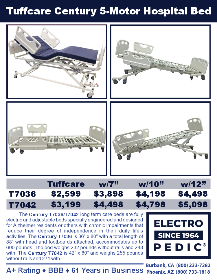 tuffcare 5 motor hospital bed with trendellenburg
